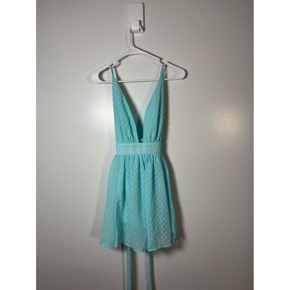 Lucy in the Sky Light Aqua Dot Chiffon Dress